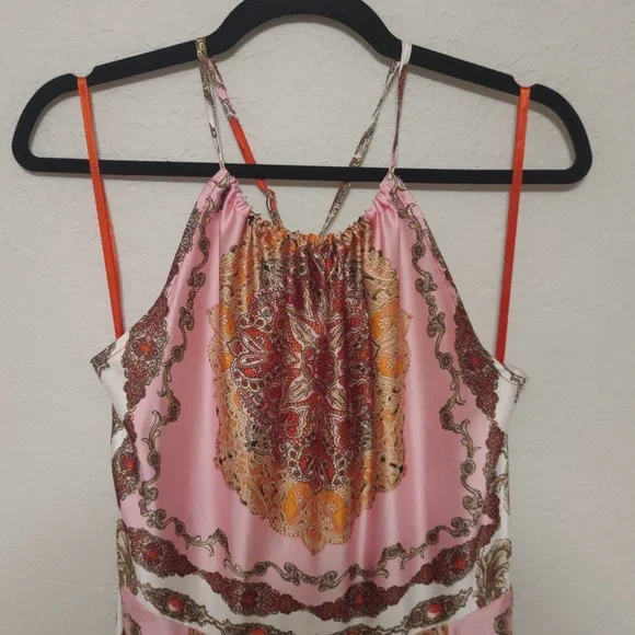 Scarf Pattern Halter Maxi Dress - Picture 2 of 11